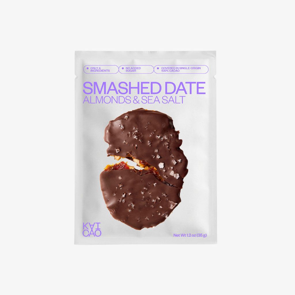 Almonds & Sea Salt Smashed Date covered in 100% cacao - Image 1